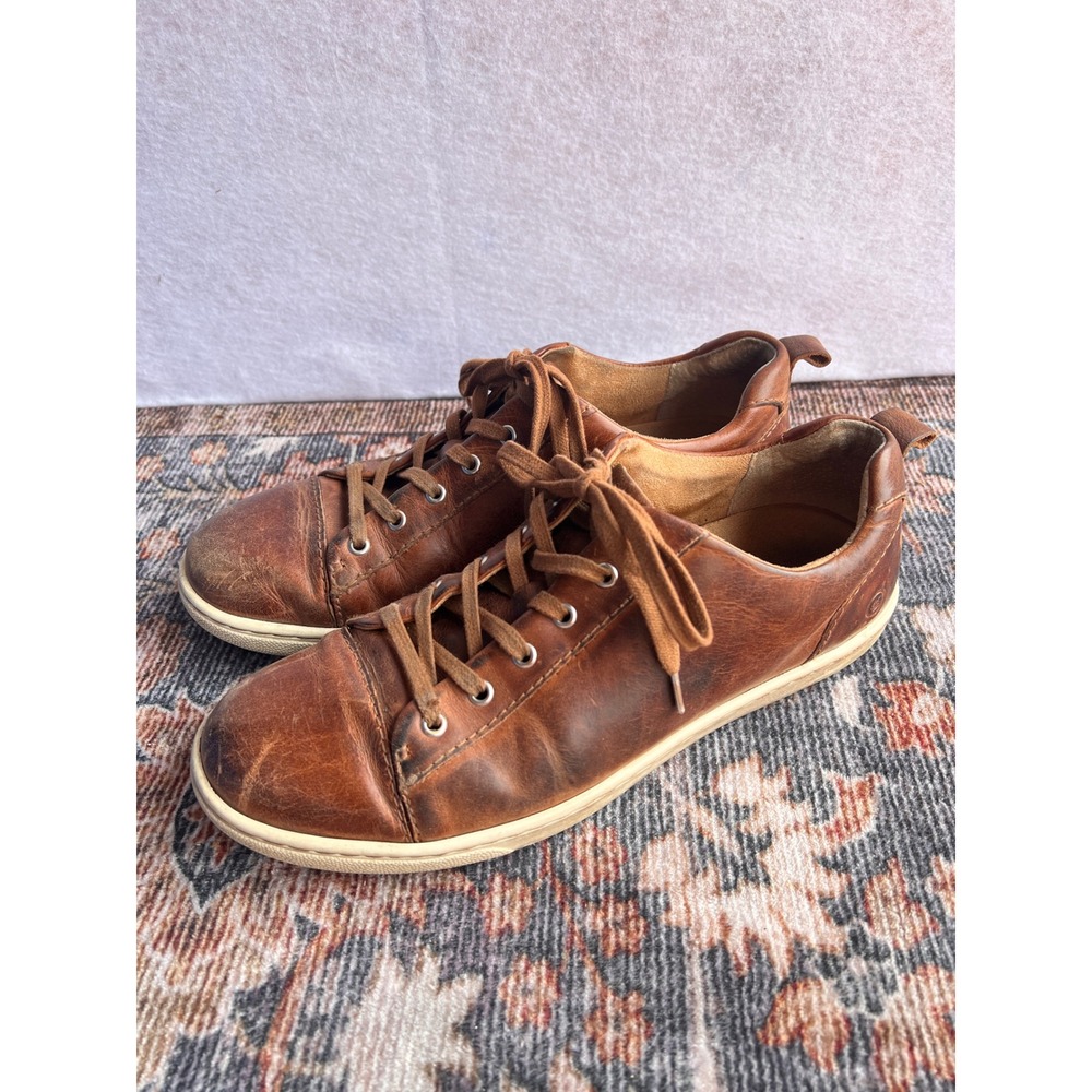 Born Harrison Mens 8.5 Brown Leather Lace Up Low Top Sneakers H59816